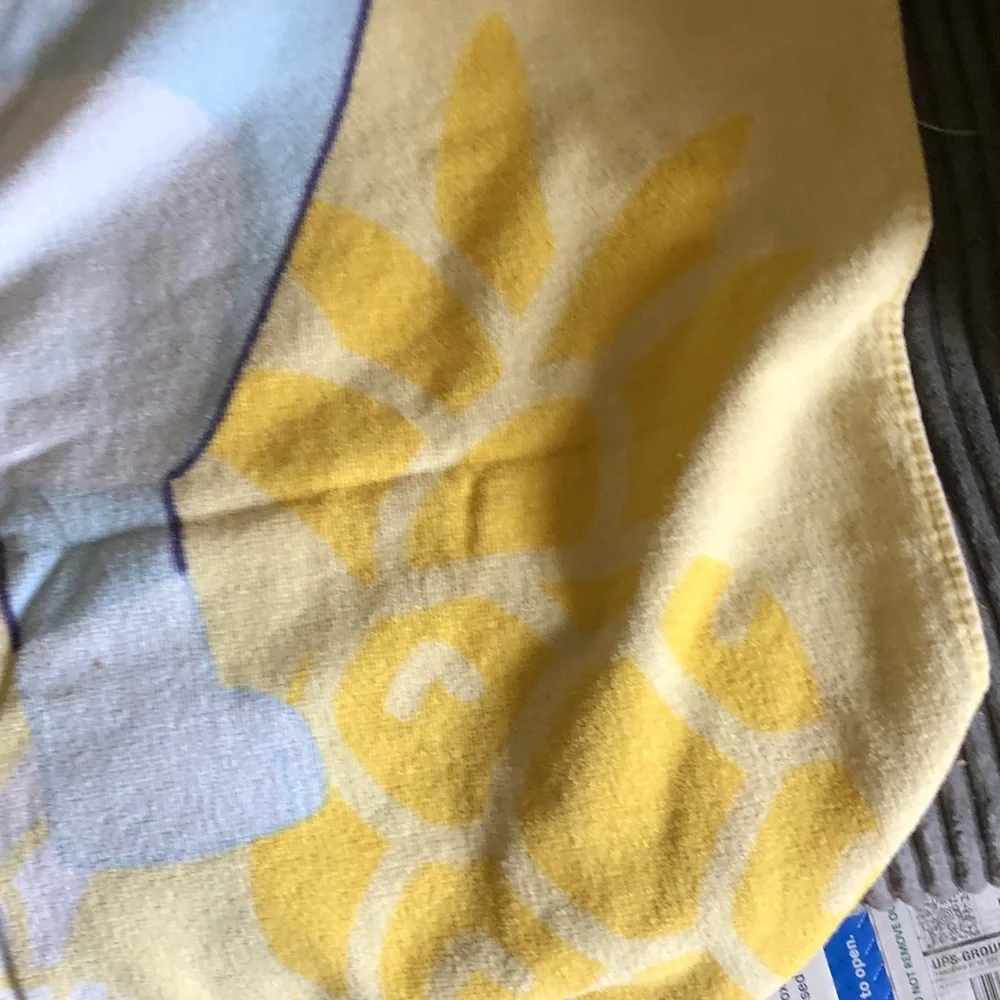 Cartoon Animal Print Beach Towel in Yellow, Orange, Purple